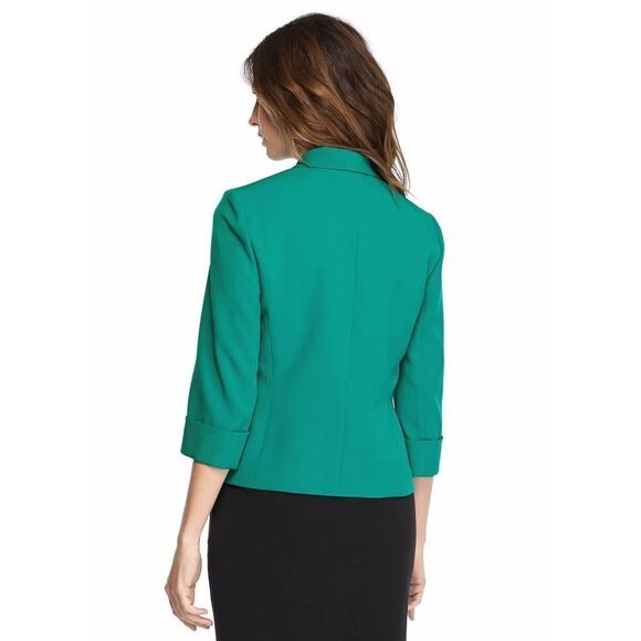 New! KASPER Women's Open-Front Draped Green Crepe Blazer Jacket Size 4 - Picture 4 of 4